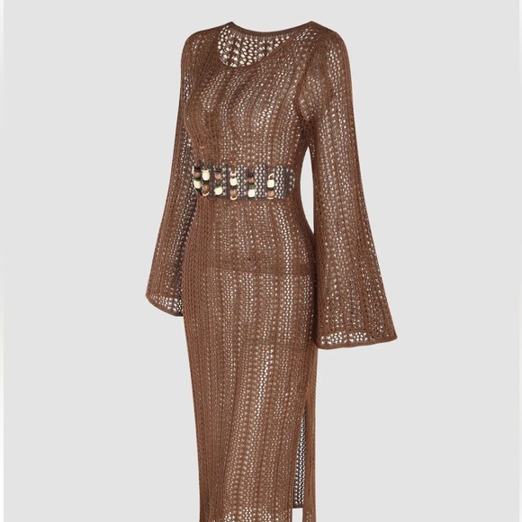 KNIT MESH ROUND NECKLINE BEADED HOLLOW
OUT MAXI DRESS - Picture 2 of 6